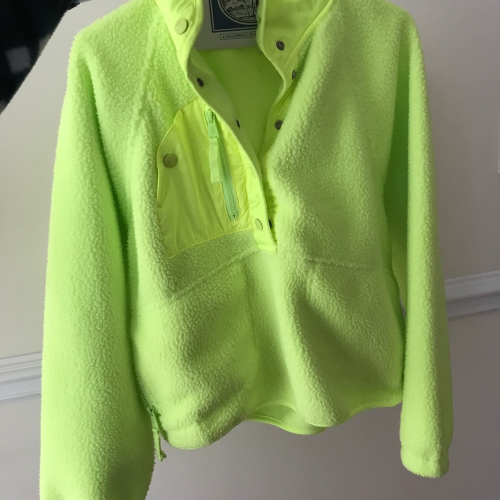Free People Hit The Slopes Pullover Fleece in Size XS (Neon Yellow)